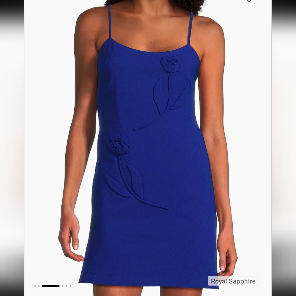 NWT Liv Foster Floral Crepe Sleeveless Mini dress Size 4 In Royal Blue